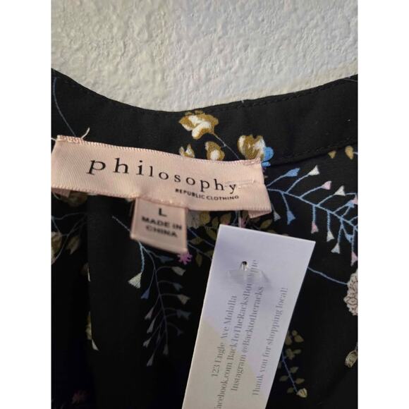 Philosophy Republic Clothing Black Floral Blouse - Size L - Picture 2 of 3